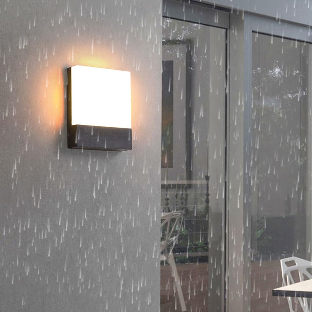 Zewnętrzna lampa ścienna LED, ciepła biel 3000 K, 10 W, aluminiowa, idealna do domu, tarasu, garażu lub ogrodu.