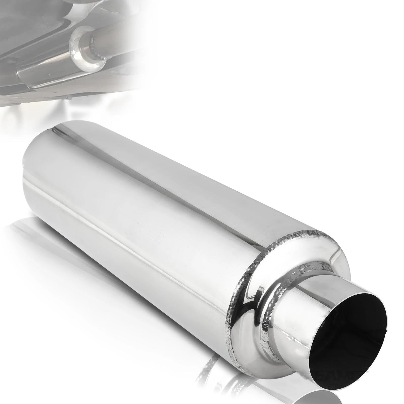 Tubo de Punta de Silenciador Silenciador De Escape Universal De Acero Inoxidable De 3 Pulgadas Resonador Tubo De Escape Para Coche 16 Pulgadas De Longitud