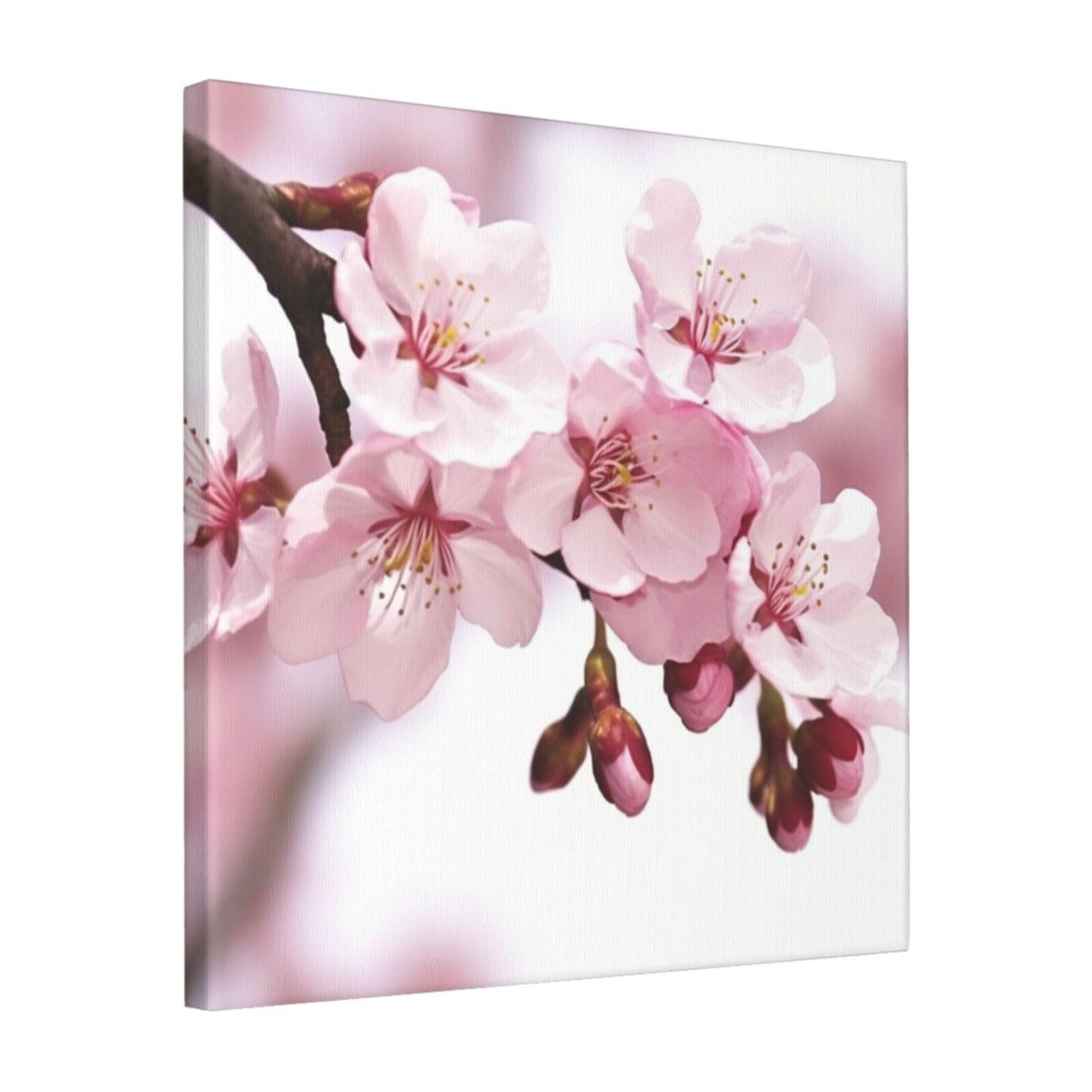 KLOPH Cherry Blossom Canvas Wall Art for Living Room 16"x16" Modern Artwork Painting for Bathroom Hanging Canvas Prints Aesthetic Wallart for Bedroom Kitchen Office Wall Decor