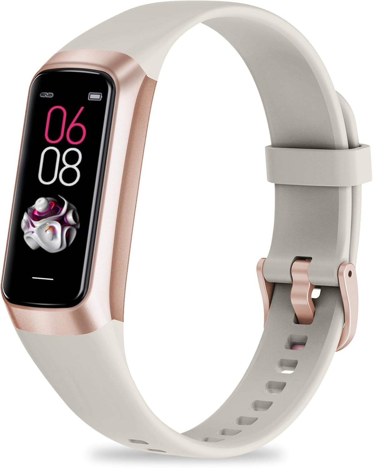 Fitness Tracker with 24/7 Heart Rate, Blood Oxygen Blood Pressure Sleep Monitor, Activity Trackers 5 ATM Waterproof,Step Calorie Counter Pedometer Health Smart Watch for Women Men (Beige)