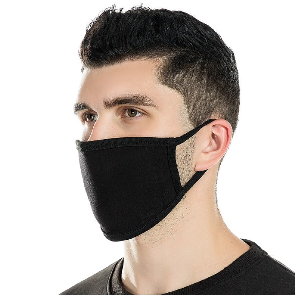 5 unidades de cobertura facial unisex con alambre ajustable para la nariz, algodón negro, paño lavable y reutilizable para hombres y mujeres