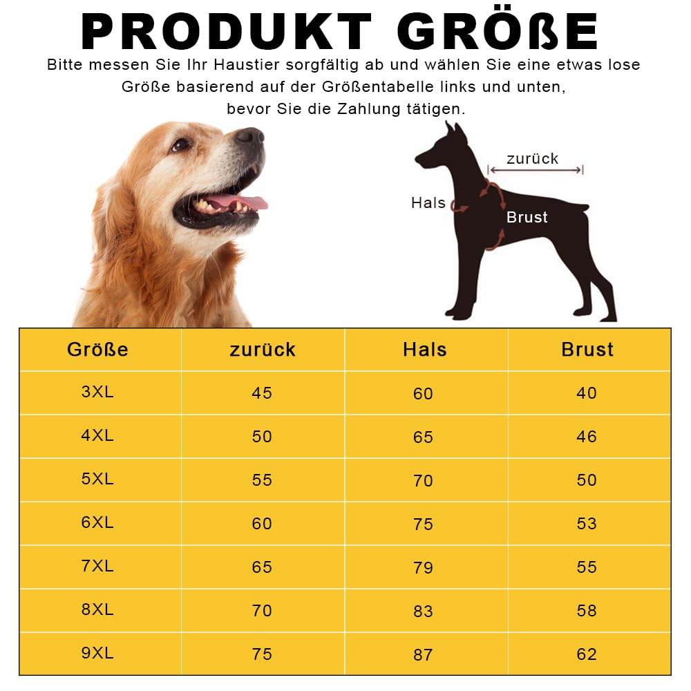 Voarge Dog Warm Hoodies Coat, Winter Clothing, Large Dog, Button Design Dog Hoodie, Dog Jumper Large Dogs, Dog Coat (Blue, 5XL) - Image 3