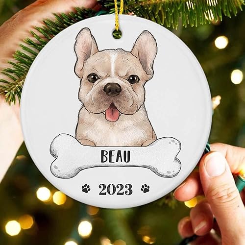 Miniatura 2 de TheUnifury - Adornos personalizados para perro Bulldog francés para árbol de Navidad, regalos de bulldog francés para amantes del bulldog francés,