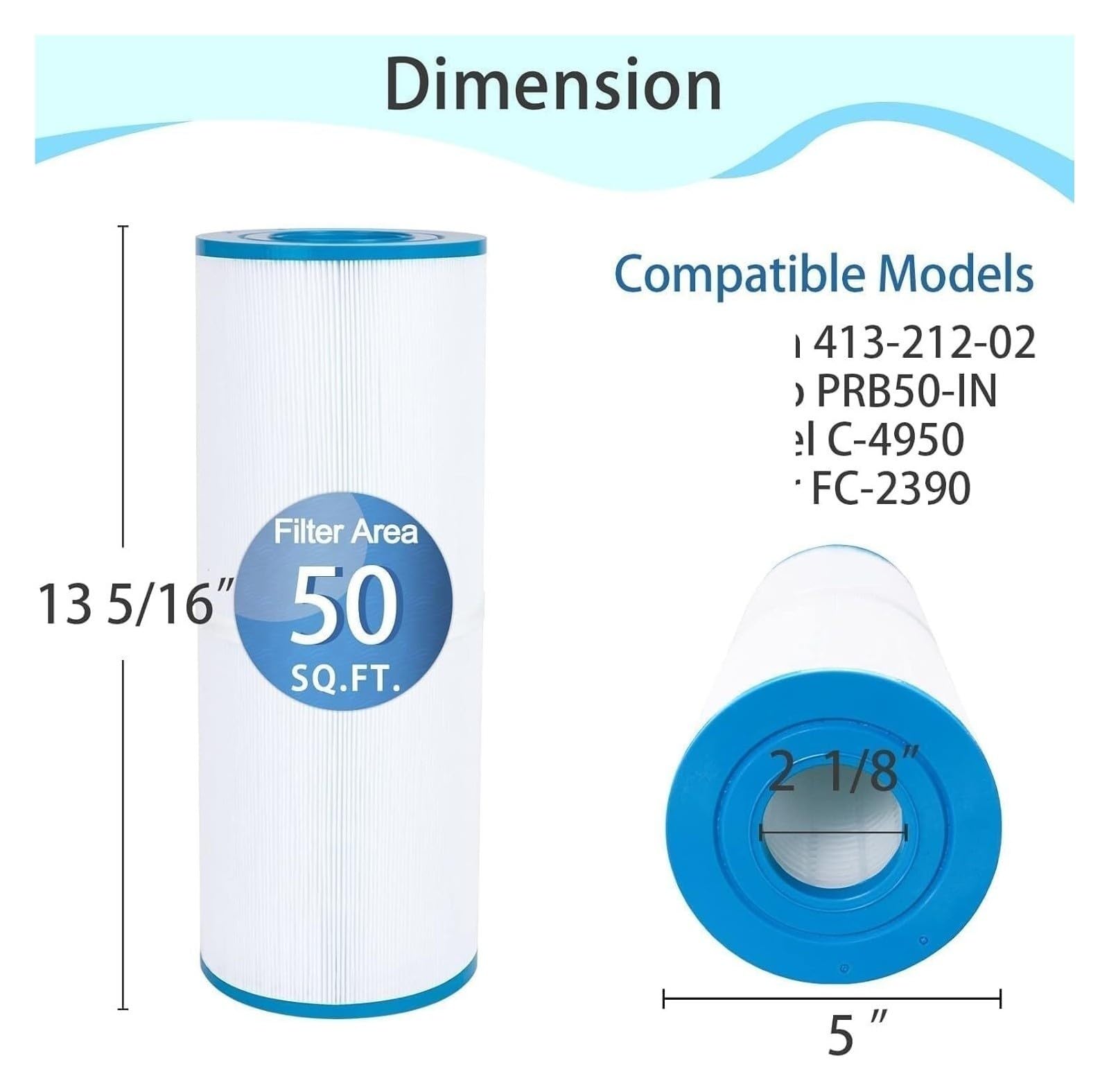 Compatible con Pleatco PRB50-IN, Cartucho de Filtro de SPA for PRB50IN, Unicel C-4950, Darlly SC706,40506 Filbur FC-2390, Compatible con Jacuzzi(1pcs)