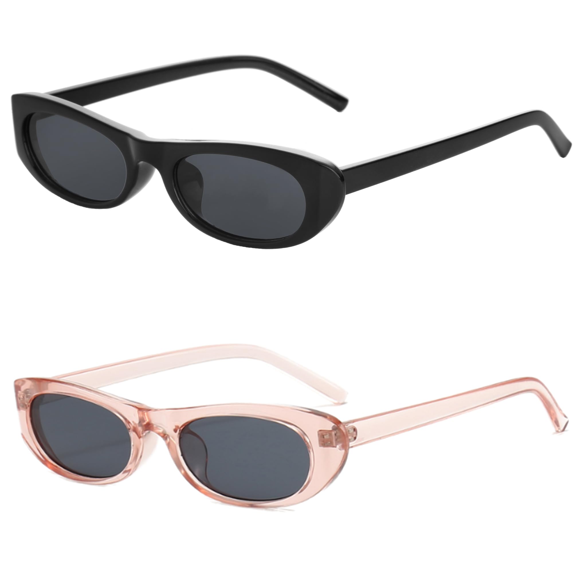 Längliche schmale Katzenaugen-Sonnenbrille für Damen und Herren, 90er-Jahre-Sonnenbrille, kleine ovale Sonnenbrille, schwarze Farbtöne