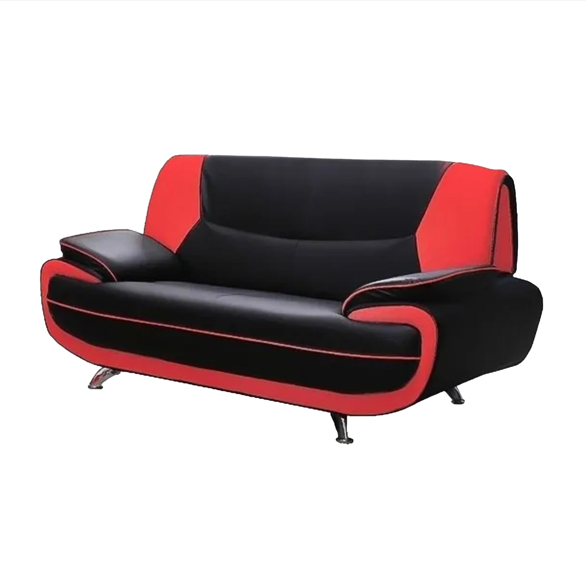 Mobilier-Deco MUZA - Canapé Design 3 Places en Simili Cuir Noir et Rouge