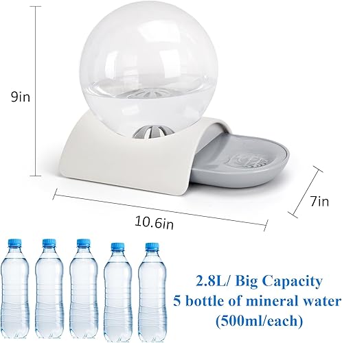 Miniatura 6 de Dispensador de agua para perros, dispensador de agua para mascotas de 2.8 L, cuenco de agua automático para gatos de gravedad en el interior, sin