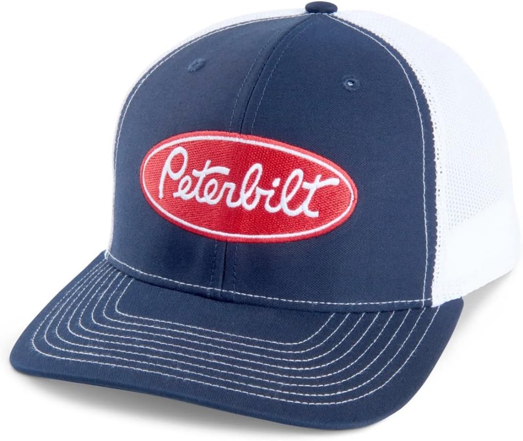 Navy & White Mesh Back Peterbilt Trucks Motors Richardson 112 Cap/Hat