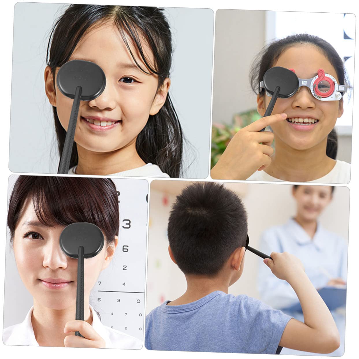 FRCOLOR 4pcs Visor Examination Vision Test Eye Spoon Eye Shield Optics Optometry Instrument Eye Exam Chart Eye Occluder for Eye Chart Test Gadgets Seat Toilet Child Plastic