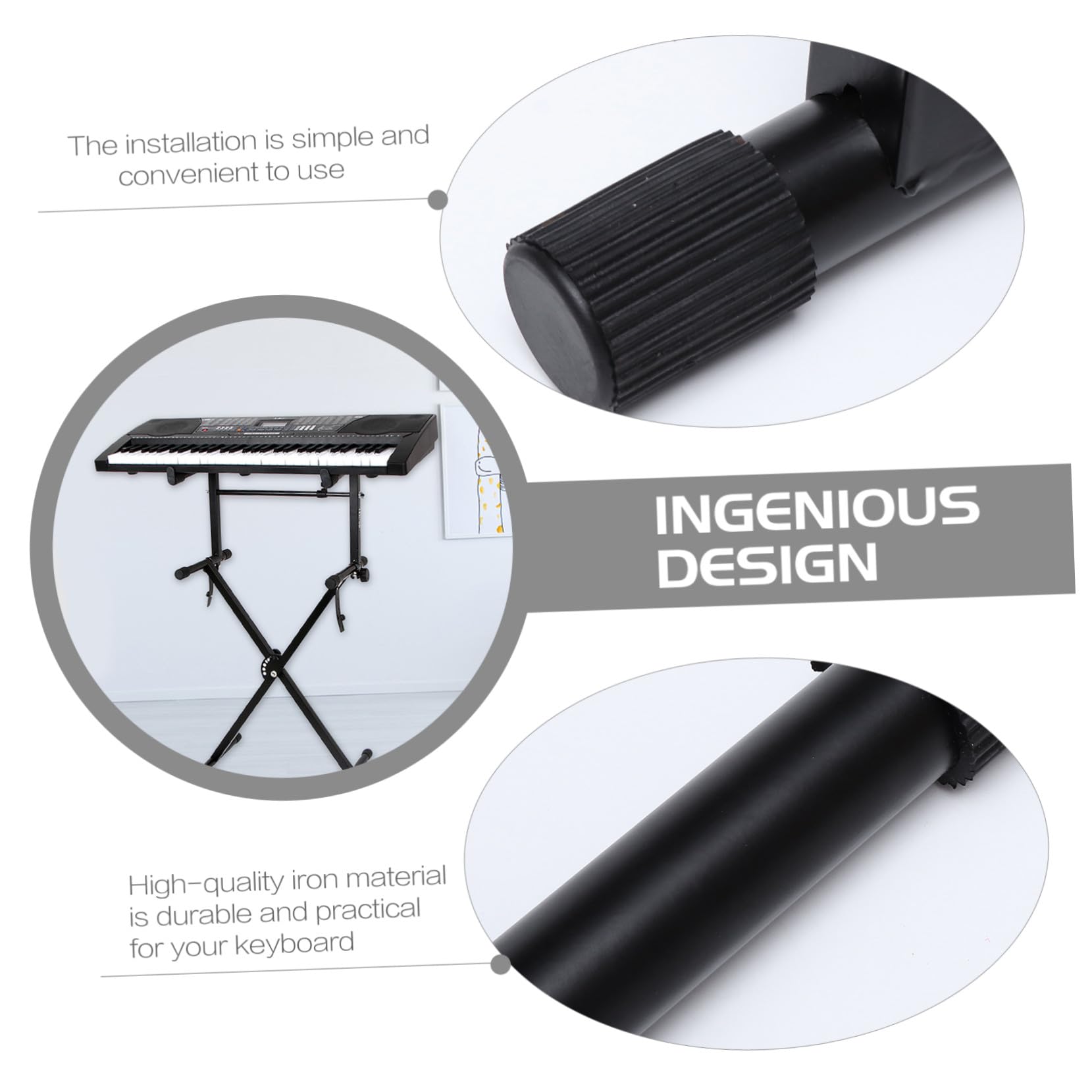 Soporte para Teclado Electrónico con Doble Arriostramiento Práctico para Pianos Digitales Resistente y Seguro para Uso Casa y Escenario