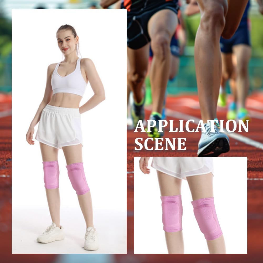 CREATCABIN Ginocchiere Pallavolo per Donne Uomini Morbide Traspiranti Ginocchiere Sportive Ginocchiere Protettive Elastiche per Basket Calcio Danza Yoga Allenamento Ciclismo Rosa Shocking 23 x 11.5cm