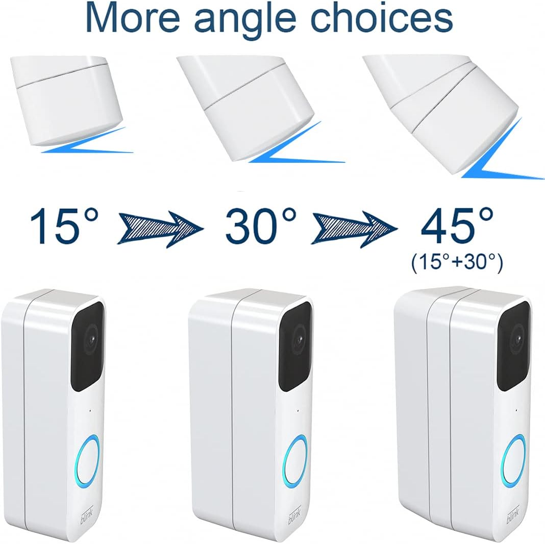 Blink Doorbell Mount, Adjustable (15 to 45 Degrees) Corner Kit for Blink Video Doorbell, Wide Viewing Angle Mount (Blink Doorbell is NOT Included)