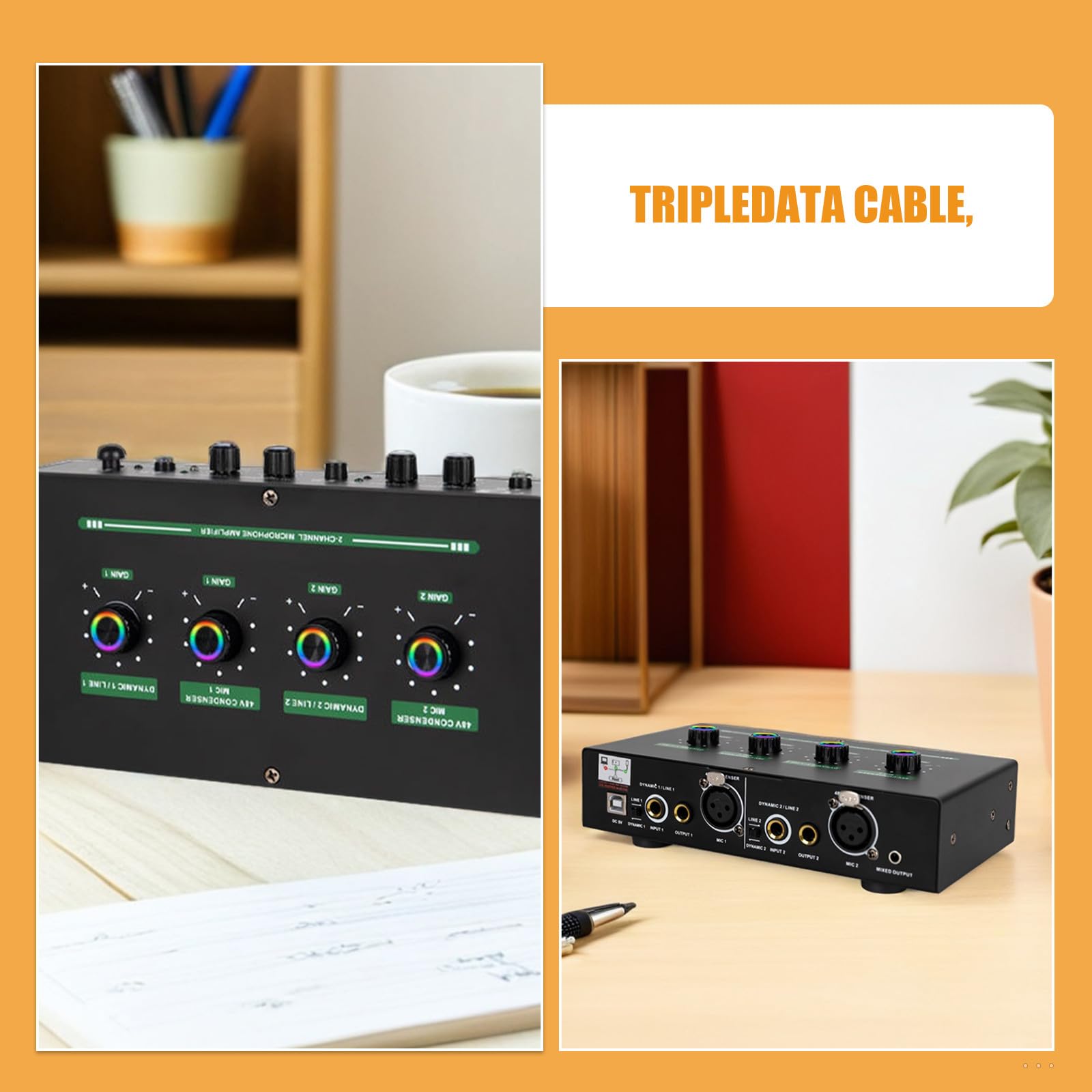 UPKOCH Mikrofonmischer mit Halleffekten, zwei Mikrofoneingängen, USB-betriebener Kompakt-Audiomischer für Gesang, Karaoke, Live-Streaming und Podcasts