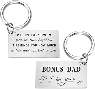 Step Dad Gifts from Daughter, Bonus Dad Stepdad Father's Day Keychain Gift from Son, My Bonus Step Father Birthday Wedding Presents, Stepdad Thanksgiving Valentines Day Easter Christmas Xmas