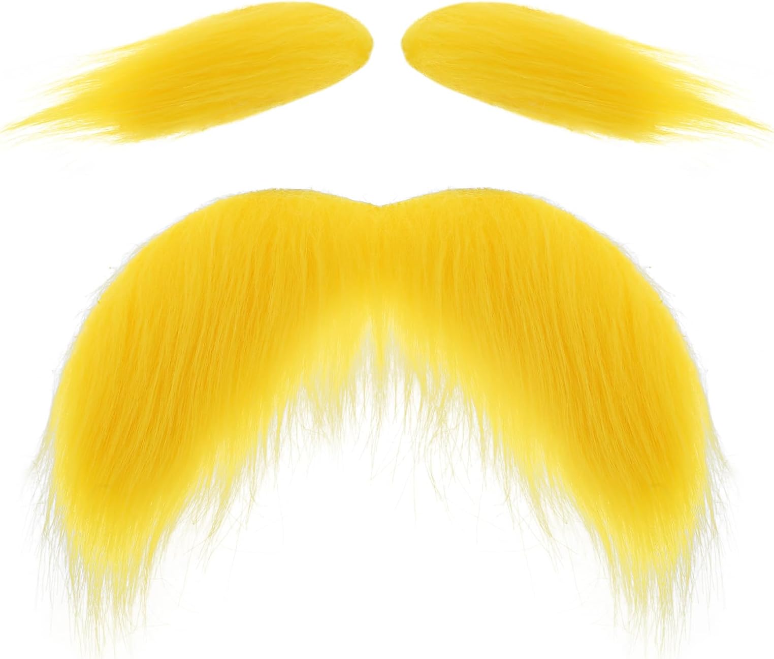 Lusofie 2 Pcs Yellow Mustache and Eyebrows Fake Beard Self Adhesive Stick on Mustache Stickers for Men Women Old Man Costume Beard Fake Facial Hair for Halloween Christmas Festival Party Cosplay