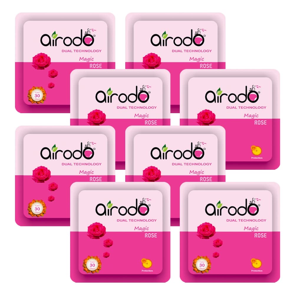 Airodo Dual Technology Magic Rose Power Pocket | Power Gel Air Freshener - Bathroom and Toilet | Room freshener Lasts Up to 30 Days | Kill Bacteria & Virus | 24h Protection | Assorted Pack of 8 (B0BGYG3RSD) Amazon Price History, Amazon Price Tracker