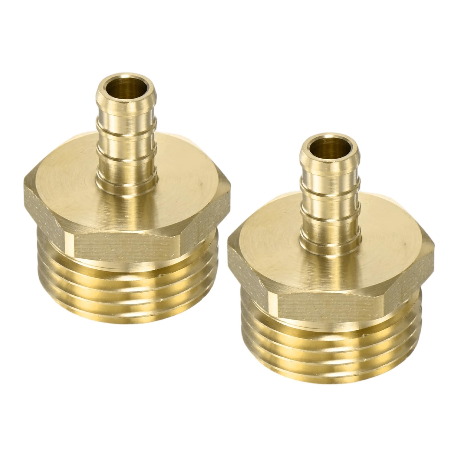 M METERXITY 2-Pack Brass Garden Hose Adapter Swivel Fitting, 3/8" PEX Barb to 3/4" GHT Male Connector Swivel Hex Brass Garden Water Hose Pipe Connector for Lawn/Boat/House/Irrigation