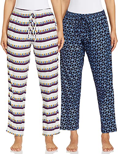 Indigo Women’s Pack of 2 Pajamas(AW21/BLC-145_White+ Indigo_S)