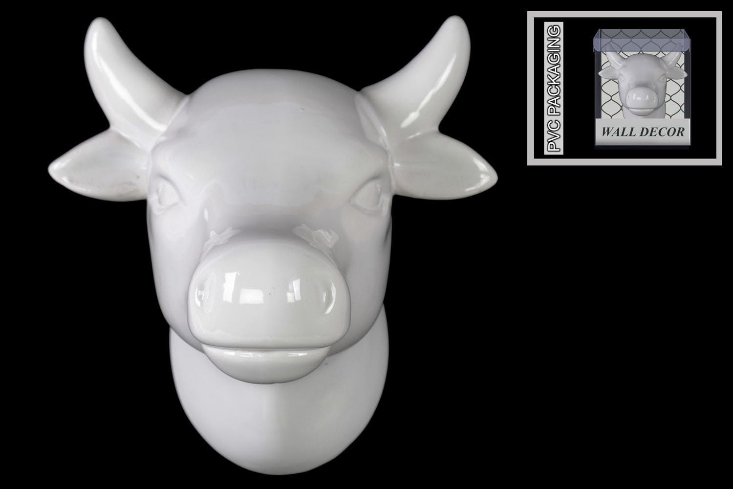 Urban Trends Collection Ceramic Cow Head Wall Decor Gloss
