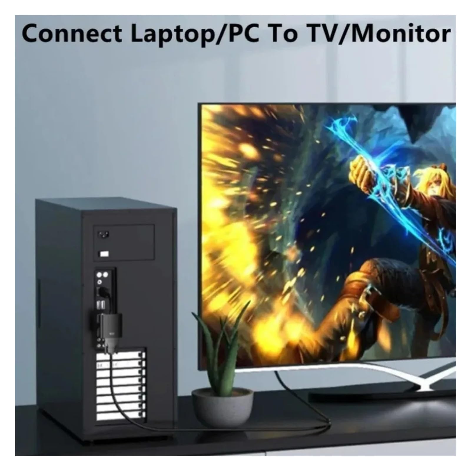 Adapter DP do VGA 1080P pozłacany do laptopa PC Projector Monitor (Glod)