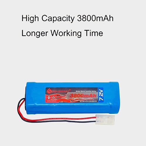 Miniatura 3 de GEILIENERGY Paquete de baterías RC de 7.2V (1 paquete) 3800mAh de alta capacidad de 6 celdas NiMH Flat Battery Pack wStandard Tamiya Connector+7.2V