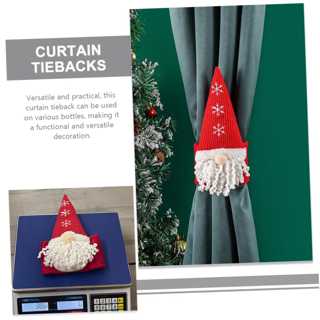 Toyvian 4pezzi Fermatende Natalizi Design GNOME Decorazione Festiva per Finestre Ritenzione Tende Morbido e Affidabile per Casa e Ristoranti