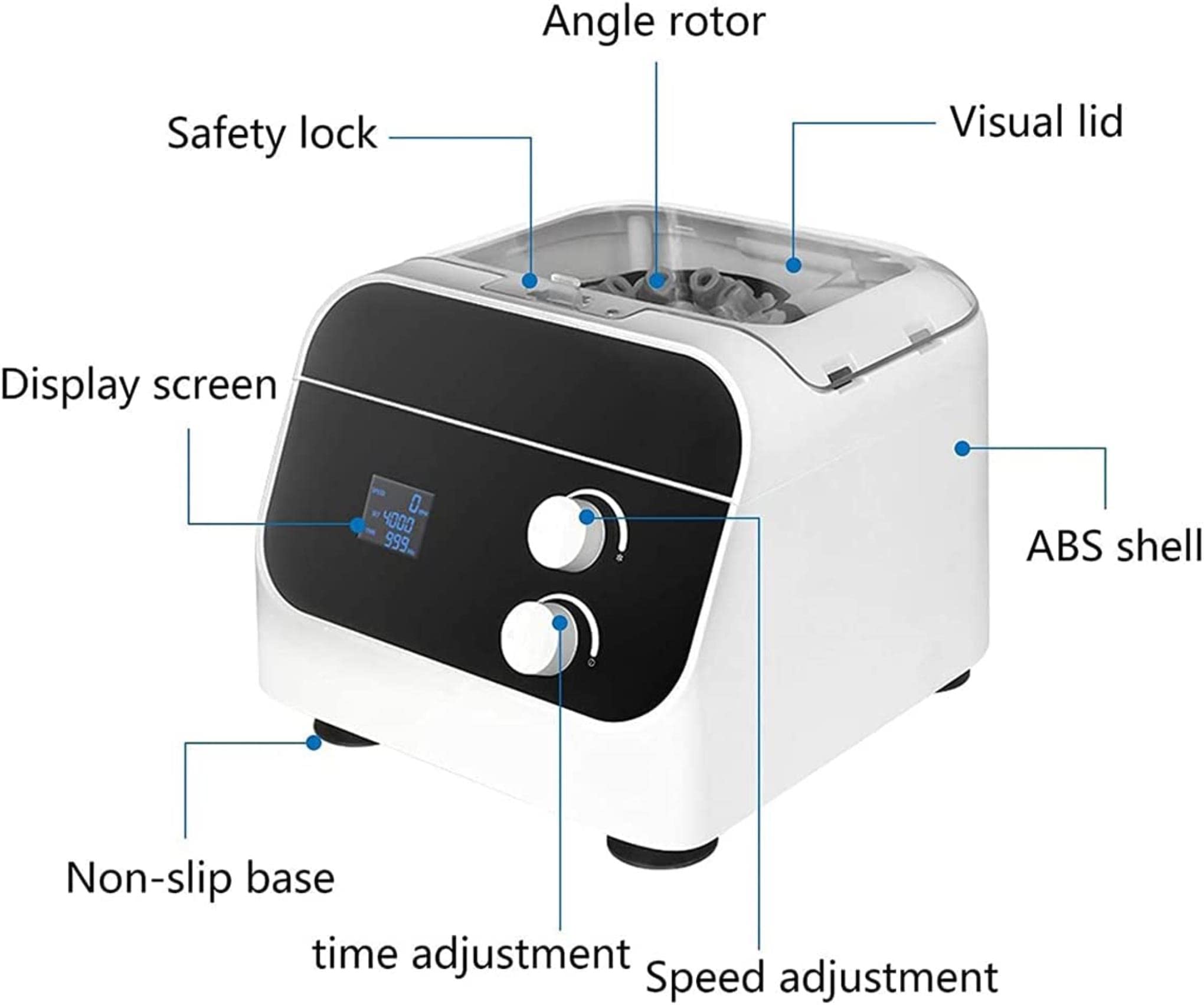 AADECOR Intelligent Centrifuge, Electric Digital Display Centrifuge with LCD Screen, Professional 0-4000 RPM Extractor Laboratory Machine for Serum and Fat PRF Separator, 110-240 V, 6T