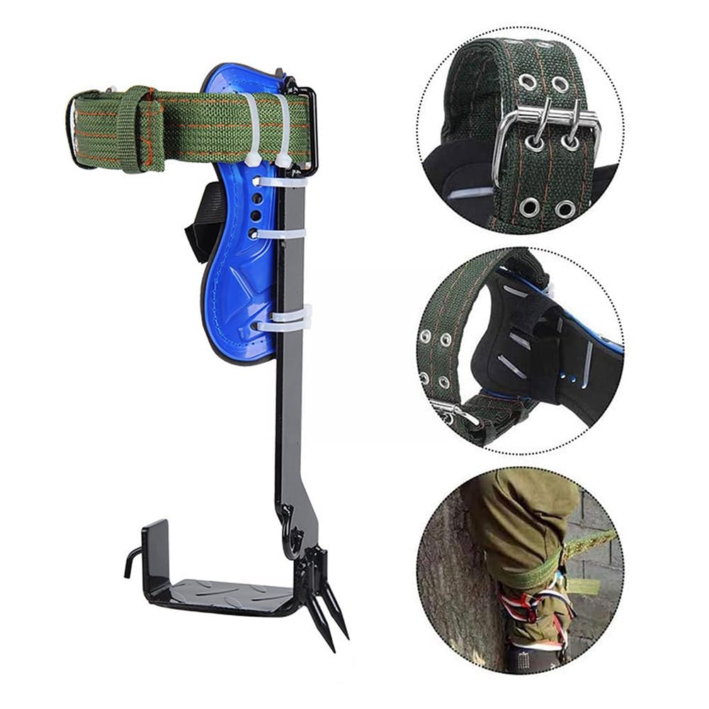 Garvee Set ramponi regolabili in acciaio per arrampicata su alberi - Portata 150kg - Due denti verticali - Perfetti per caccia, potatura, raccolta frutta e lavori su alberi e pali - Modello: due denti