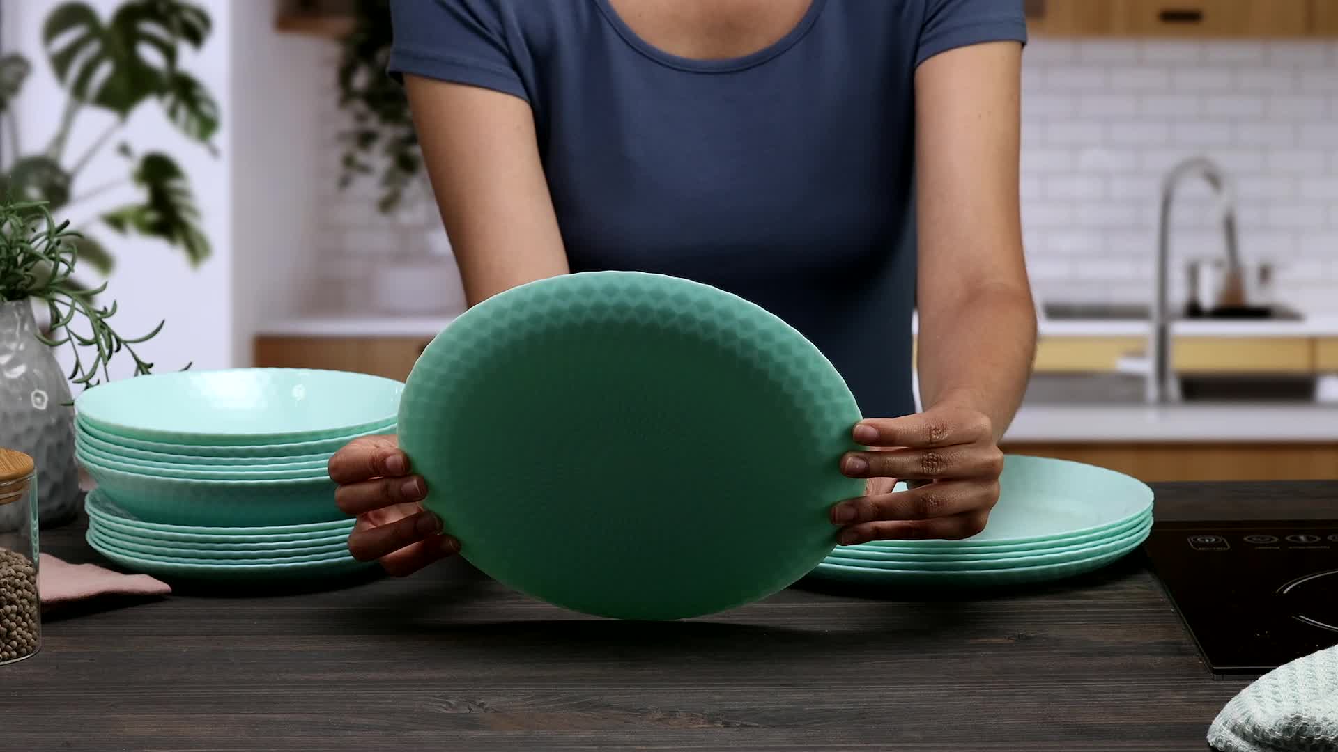 Luminarc Venizia Piatto Fondo Turchese – Opale Ultra Resistente – Diametro 20 Cm – Lavastoviglie E Microonde
