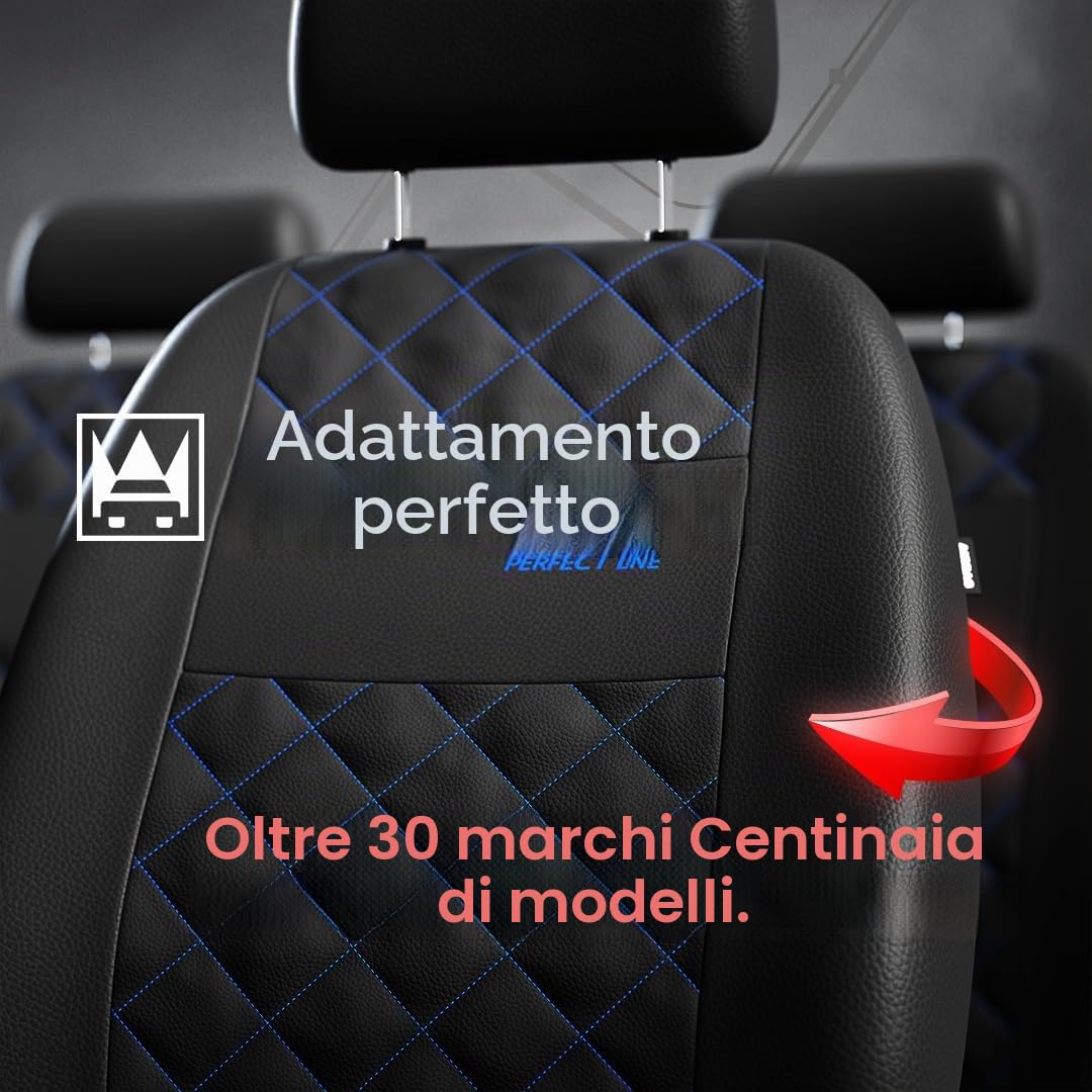 MOTOS Coprisedili universali Copri Sedile Auto per FORD Fiesta con Sistema Airbag Attivo, Materiale a Tre Strati, Look Elegante, Personalizzazione Perfetta, Applicazione Versatile per Automobilisti e