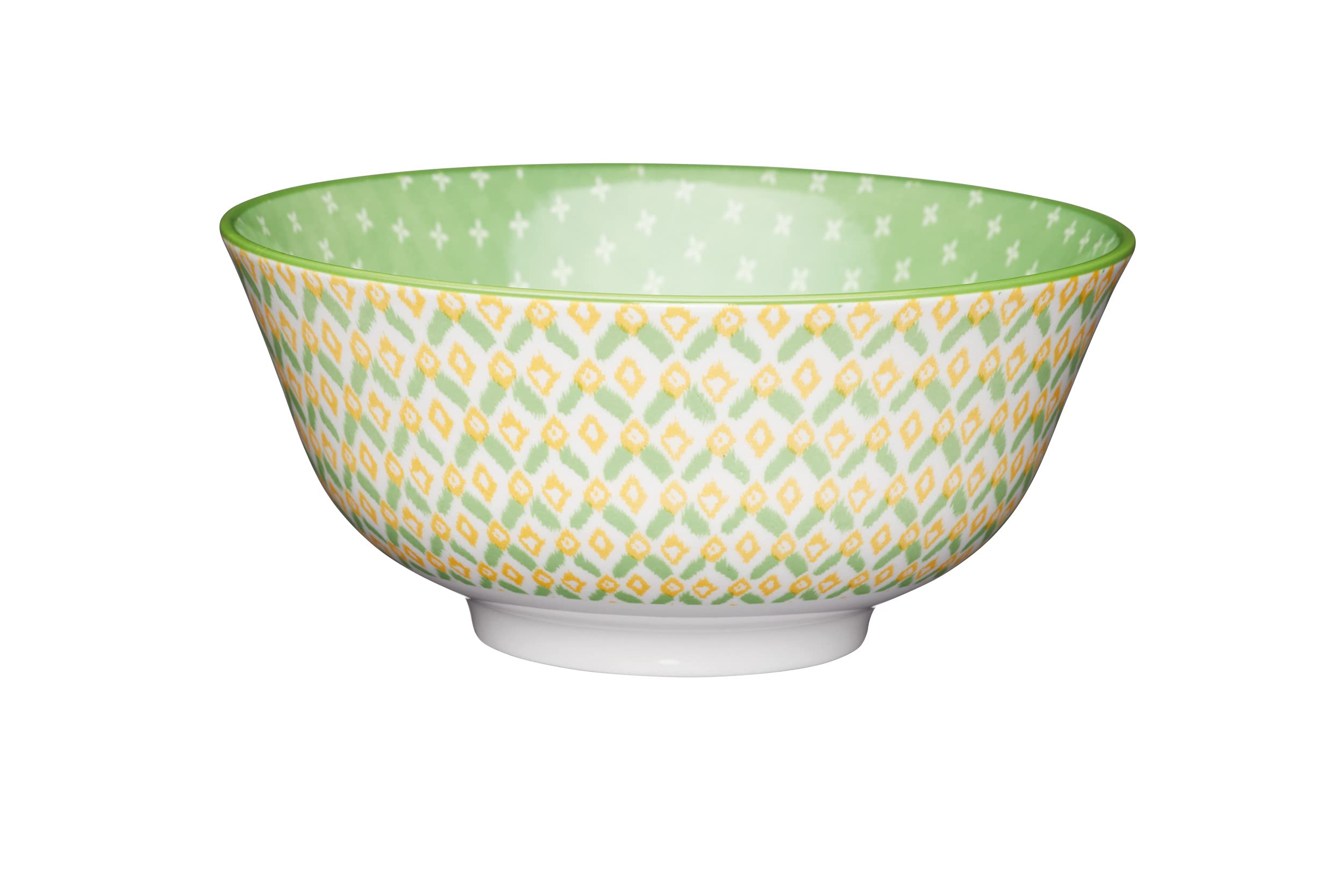 Rackhams Green Geometric Ceramic Bowl, 16Cm - Stoneware - Bowls