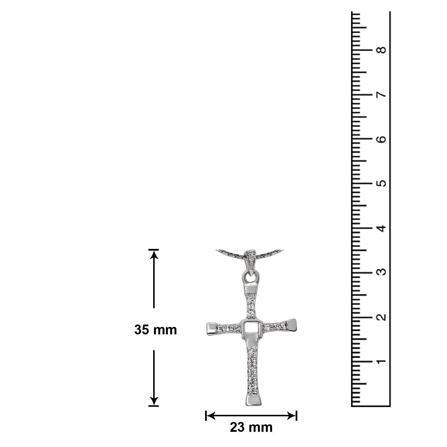 Mahi Rhodium Plated Religious Cross Pendant with Crystal for Men & Women PS1101545R 1