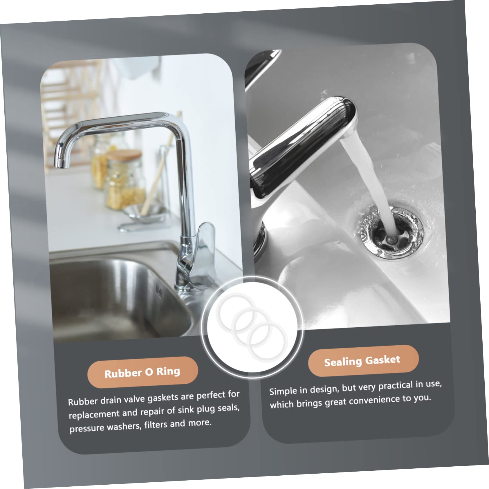 5 Set Guarnizioni in Gomma Per Lavabo Per Scarico Lavabo Facile Installazione Alta Affidabilità 3 Pezzi*5