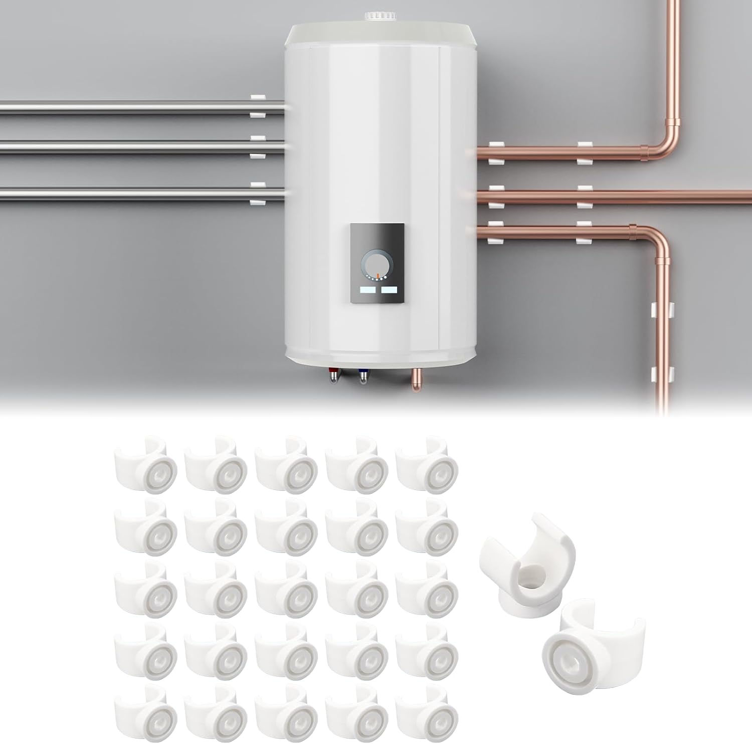 3/4 Inch Pipe Clamps, 50 Pack 20 mm PEX Clips Hangers Plastic Pipe Clamps Tools U Hook PEX Clamps PVC Water Pipe Support Holder Socket for Fixing Pipes