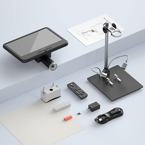 Miniatura 9 de GLG210 Microscopio digital IPS de 10.1 pulgadas para adultos, microscopio de monedas para monedas de error con luz para visión completa, microscopio
