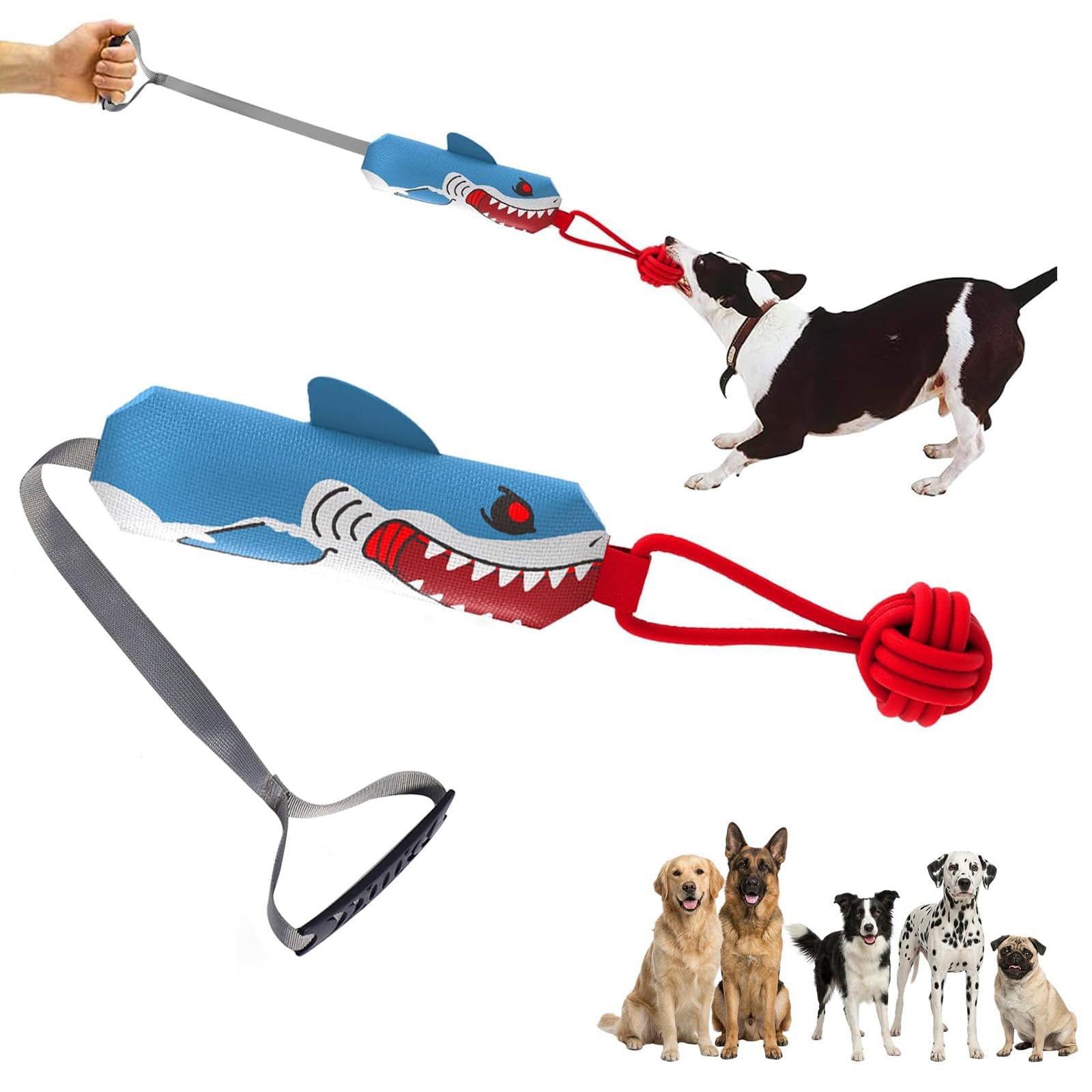 Shark Tug of War Dog Toy, Indestructible Squeaky Rope Tug Toys for Aggressive Chewers,For Outdoor Training, Boredom Relief & Energy Burning (1PCS)