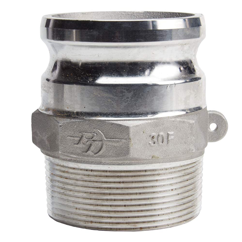 3" x 3" Aluminum Camlock Fitting - Hose Coupler - Type F Male Cam Lock Hose Adapter - Male Threaded NPT Cam & Groove