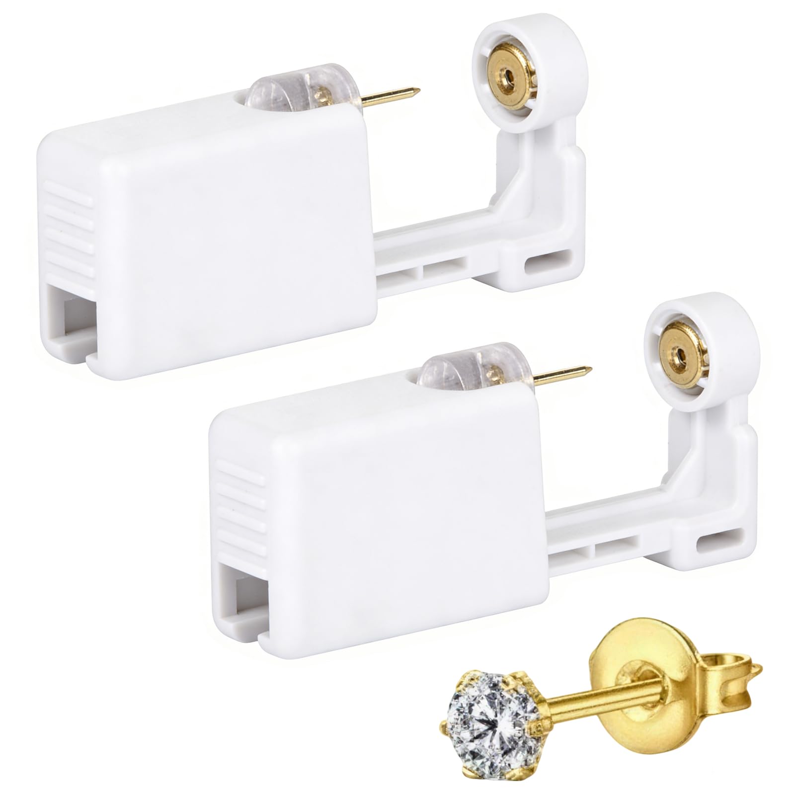 2PCS Self Ear Piercing Gun with Sterile Needle, Painless Ear Piercing Device, For Men and Women, Perfect for Beginners & Home Use (Gold)-image-3