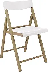 FSC Cadeira Dobrável Tramontina Potenza em Madeira Tauari com Acabamento Lixado com Assento e Encosto Branco.