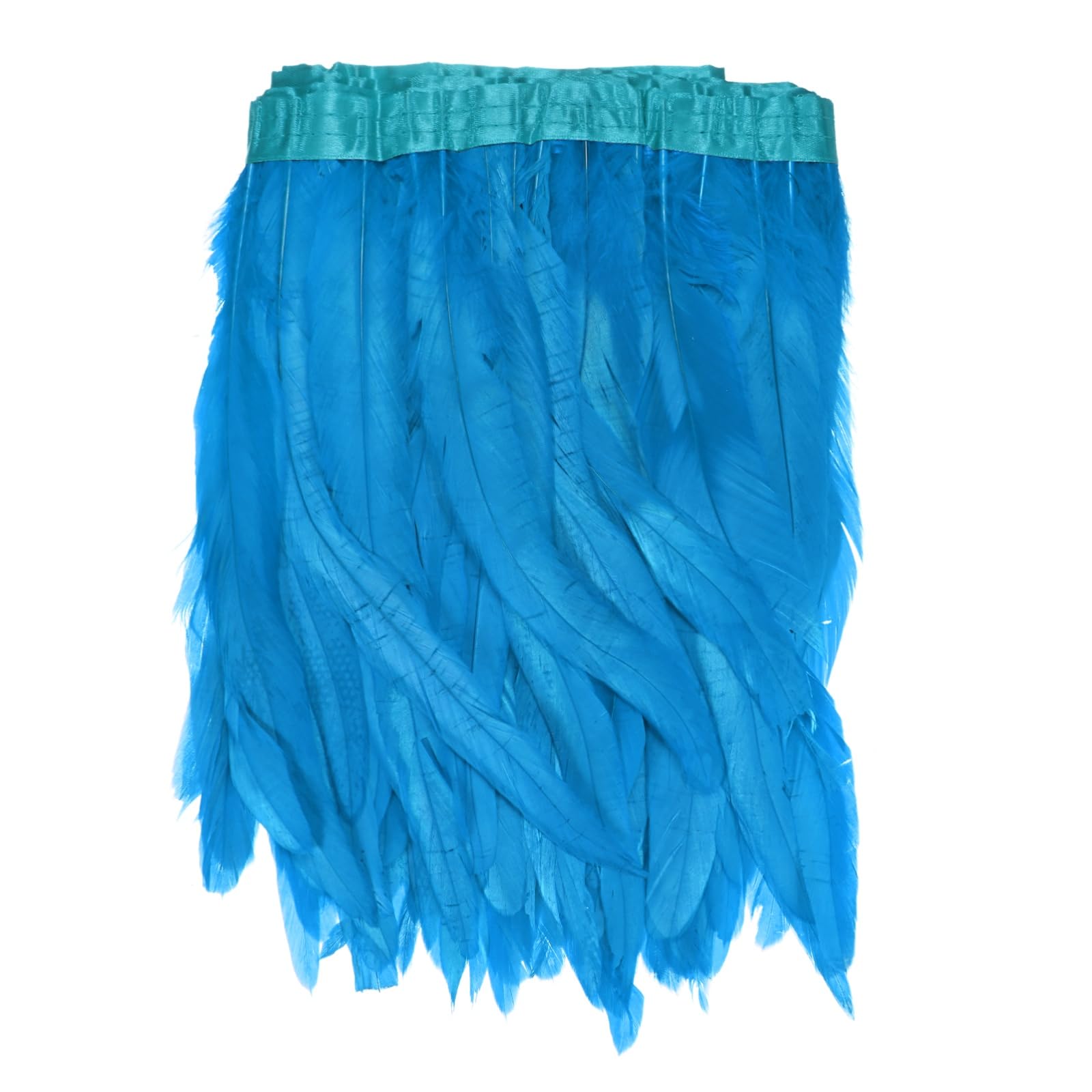 M METERXITY Rooster Feather Trim Fringe, 2 Yards 10-12" Natural Fluffy Feather Trim for Crafting/DIY Sewing/Party Clothing/Wedding Dress Decoration/Dream Catcher [Blue]