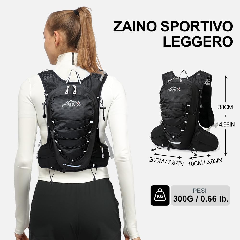 INOXTO Zaino Da Corsa 5L Leggero Con Borraccia - Ideale Per Running, Ciclismo, Outdoor