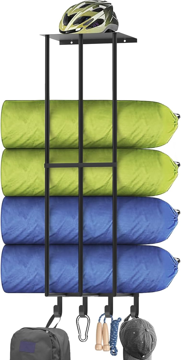 Housolution Camping Chair Rack for Garage Storage, Metal Camping Chair Wall Storage with Storage