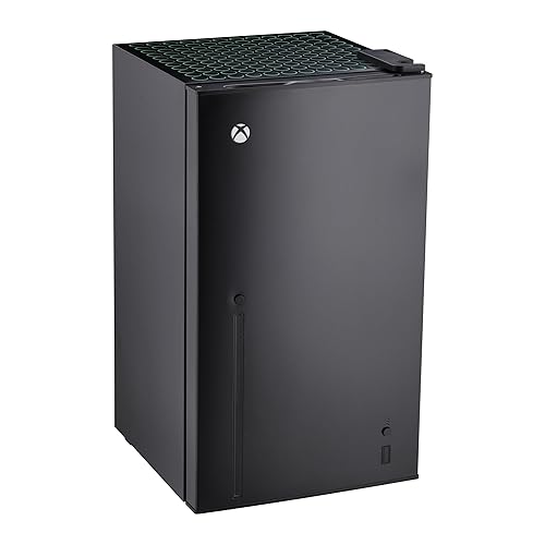Ukonic Xbox Series S Fridge – 3.2 cu.ft. Large Compact Refrigerator, LED Lighting, Quiet Cooling, Reversible Door, Game Room Décor, Holds Drinks & Snacks