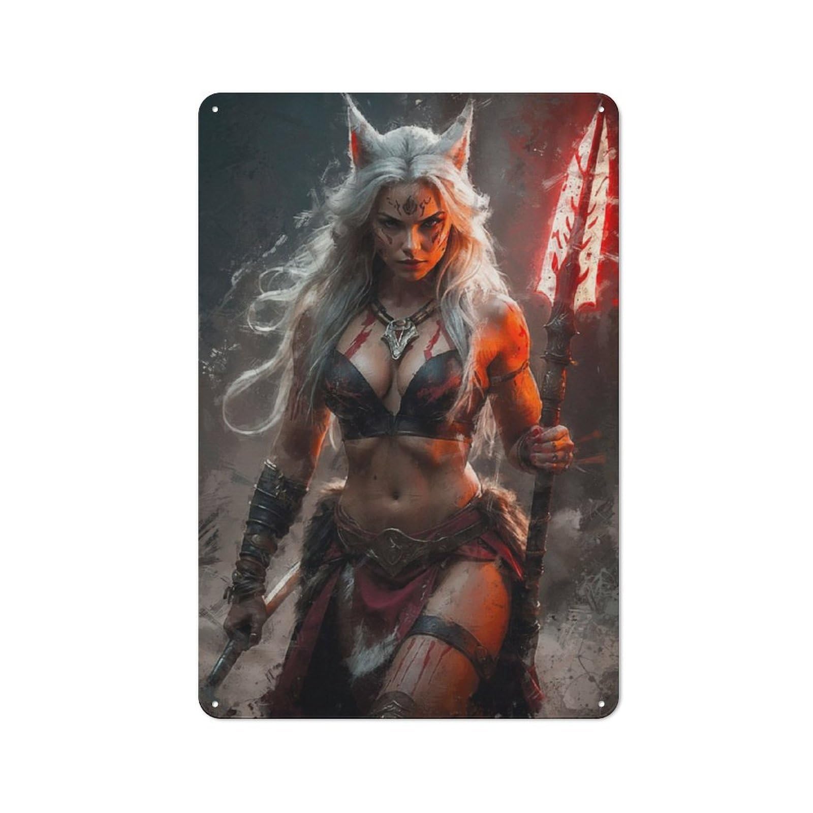 Junmoney A Kitsune Barbarians Wrath Printed Metal Sign 30X20cm For Bar Or Restaurant, For Kitchen, Dining Room And Home Bar Wall Decor
