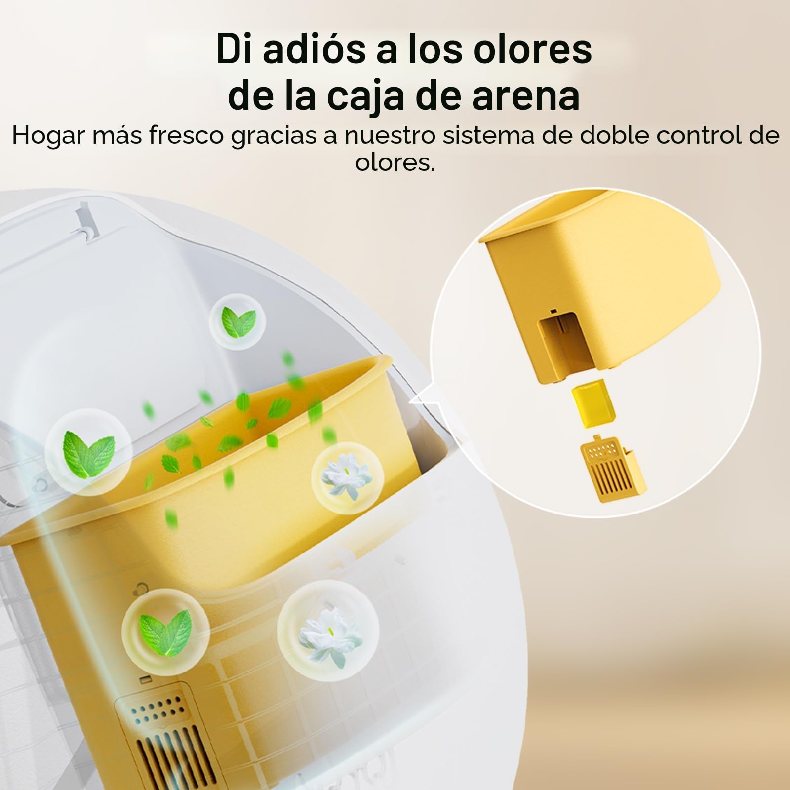 UBPET XXXL Arenero Gatos Autolimpiable,106L - Arenero Autolimpiable con Control por App, Desodorizador, Gran Capacidad, Arenero Automatico para Múltiples Gatos
