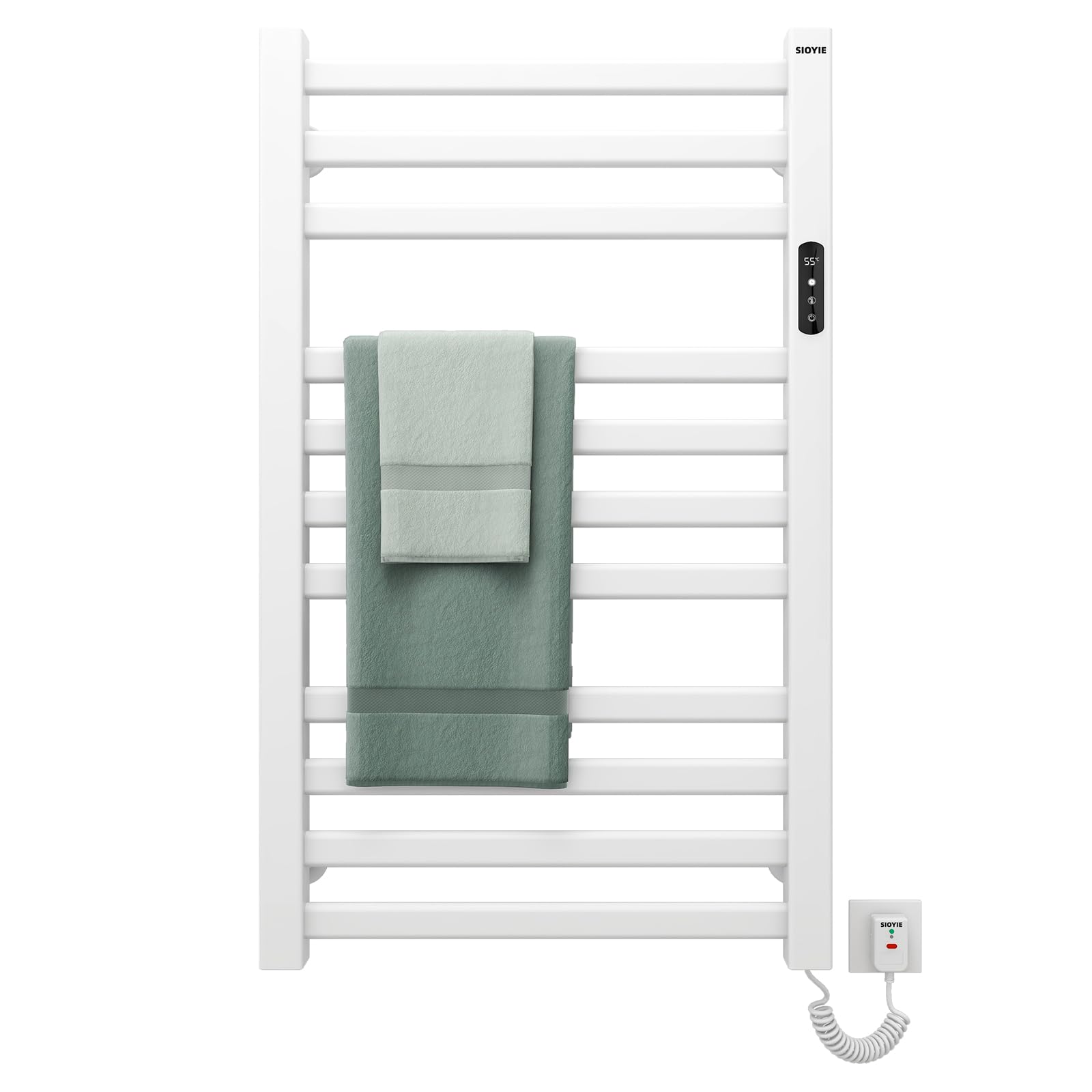 Portasciugamani Elettrico, Scaldasalviette, 550x900mm Radiatore da Bagno Elettrico, Scaldasalviette Elettrico Bagno, Radiatore Scaldasalviette, Risparmio Energetico Portasciugamani Parete-White Right