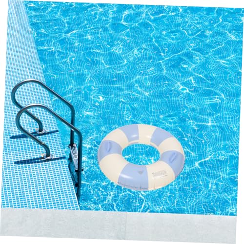 Bouée de natation gonflable double poignées et anneau flottant à rayures