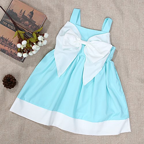 Vestido de verão com laço e saia com estampa de vestidos de cor pura Diamondo, 4-5Y