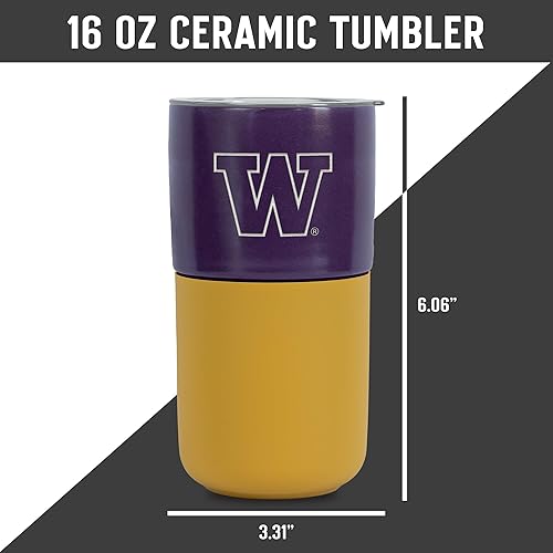 Miniatura 220 de Rico Industries NCAA Miami of Ohio Redhawks - Vaso de cerámica de 16 onzas con agarre de silicona, grabado láser profundo, diseño de color negro