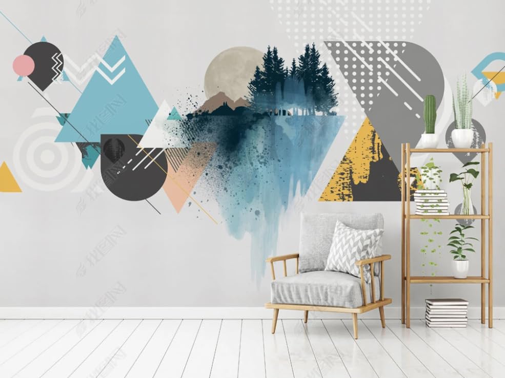 Paysage géométrique poster géant mural pour habiller facilement un grand mur blanc